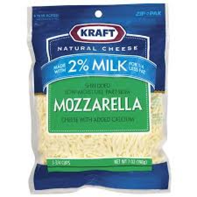 KRAFT NATURAL CHEESE SHREDDED MOZZARELLA CHEESE, 7 OZ